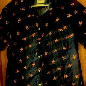 Men’s button up shirt with crawfish pattern